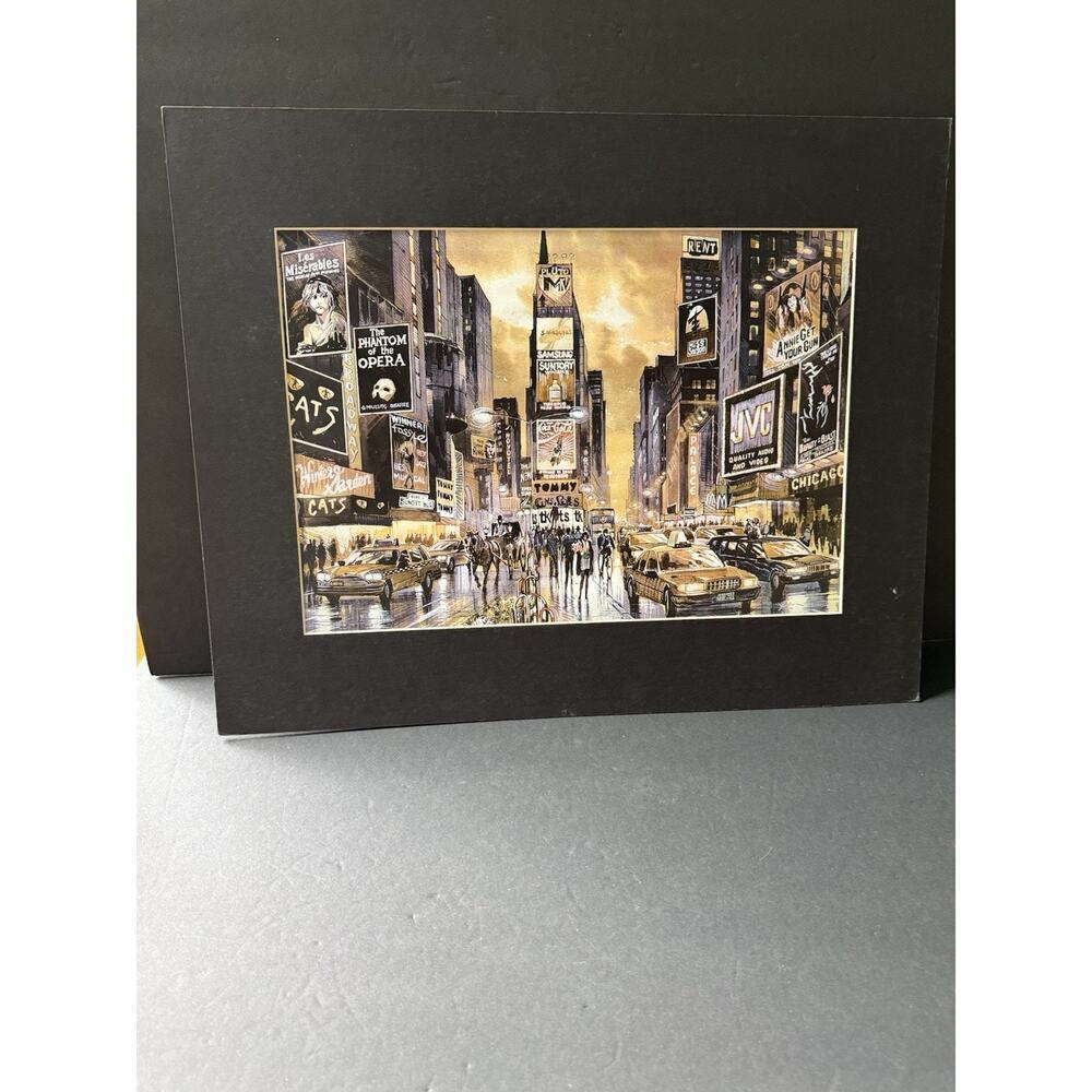 New York Time Square Matted Art Print Printed Poster Decor Picture Modernist